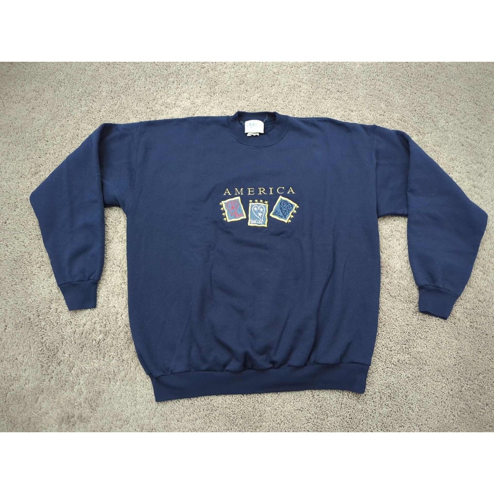 Vintage America Pullover‎ Sweatshirt Womens 1X Long Sleeve MC Sportswear Grandma